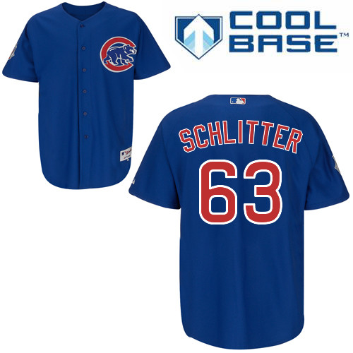 Brian Schlitter #63 MLB Jersey-Chicago Cubs Men's Authentic Alternate Blue Cool Base Baseball Jersey